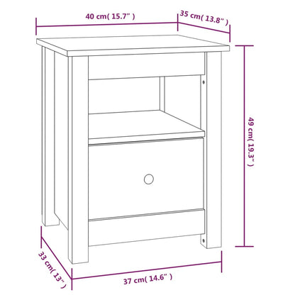 Tables de chevet 2 pcs Noir 40x35x49 cm Bois de pin massif