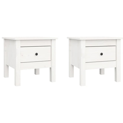 Tables d'appoint 2 pcs Blanc 40x40x39 cm Bois massif de pin