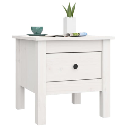 Tables d'appoint 2 pcs Blanc 40x40x39 cm Bois massif de pin