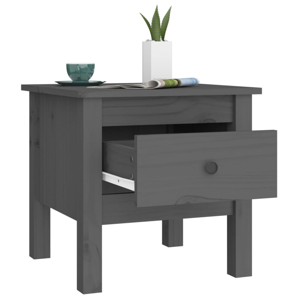 Tables d'appoint 2 pcs Gris 40x40x39 cm Bois massif de pin