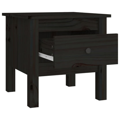 Tables d'appoint 2 pcs Noir 40x40x39 cm Bois massif de pin