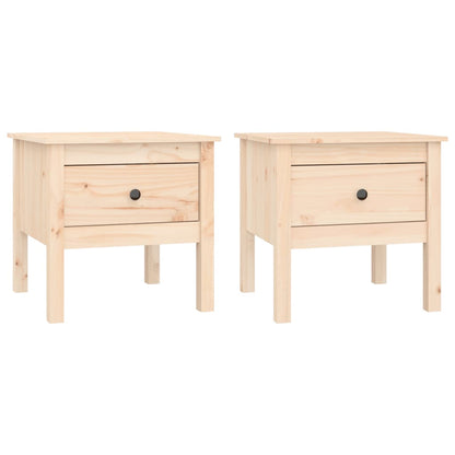 Tables d'appoint 2 pcs 50x50x49 cm Bois massif de pin