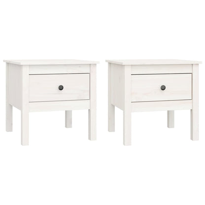 Tables d'appoint 2 pcs Blanc 50x50x49 cm Bois massif de pin