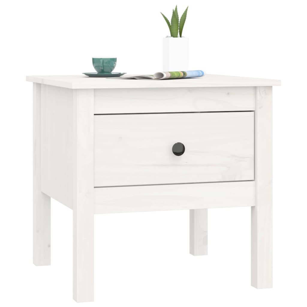 Tables d'appoint 2 pcs Blanc 50x50x49 cm Bois massif de pin