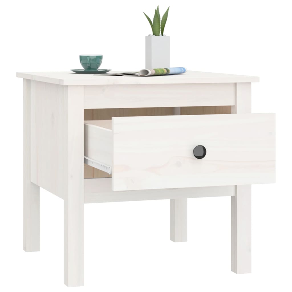 Tables d'appoint 2 pcs Blanc 50x50x49 cm Bois massif de pin