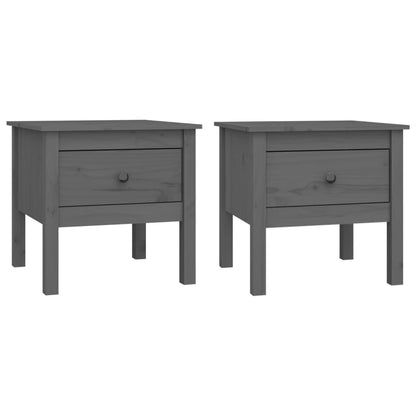 Tables d'appoint 2 pcs Gris 50x50x49 cm Bois massif de pin