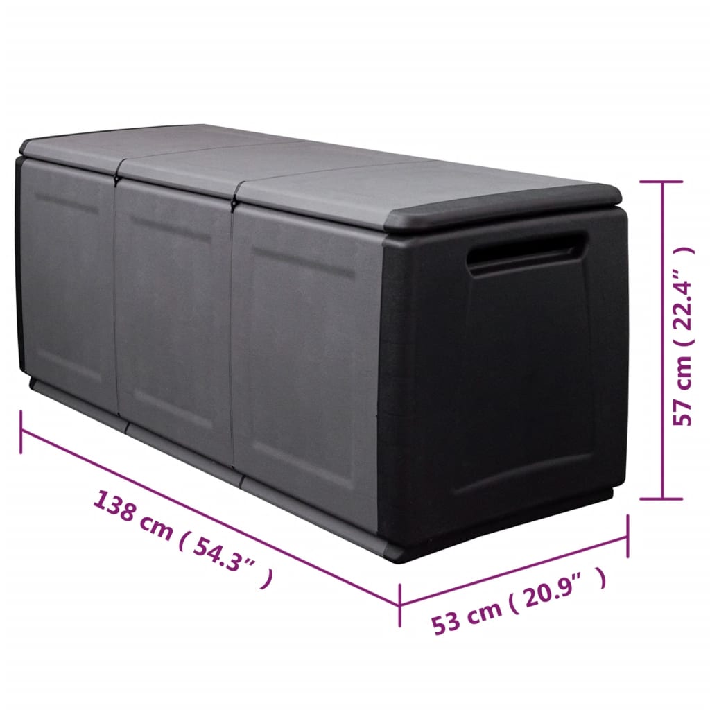 Boîte de rangement de jardin 138x53x57 cm 330 L Gris foncé noir