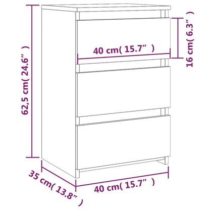 Tables de chevet 2pcs Chêne fumé 40x35x62,5cm Bois d'ingénierie