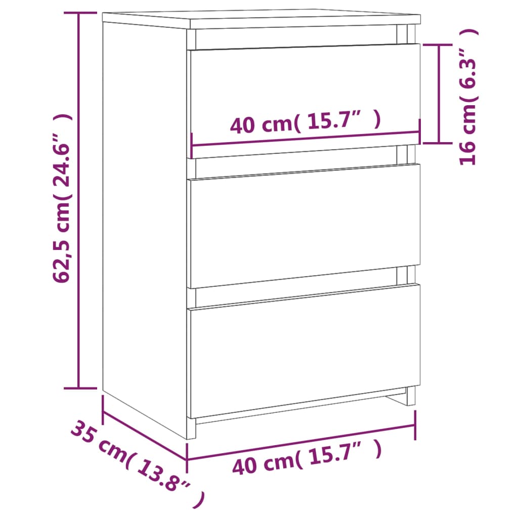 Tables de chevet 2pcs Chêne marron 40x35x62,5cm Bois ingénierie