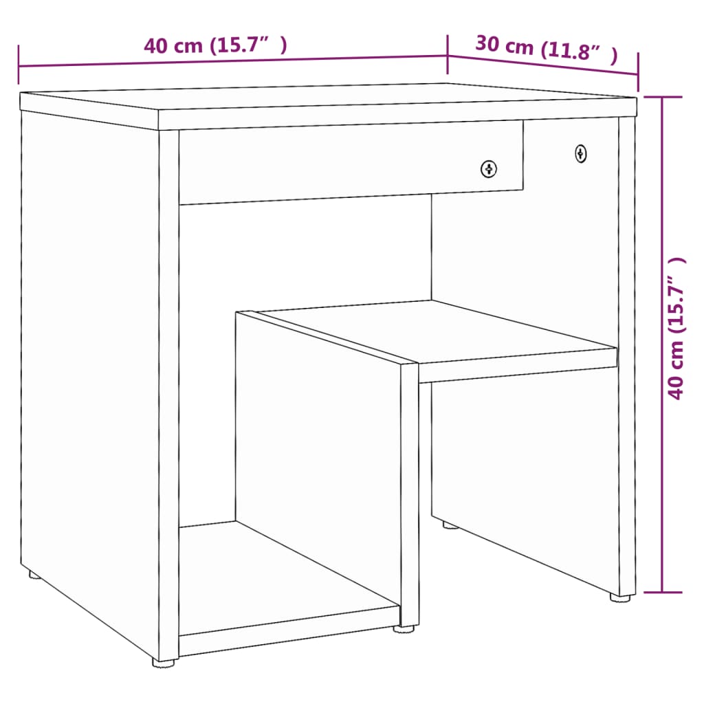 Table de chevet Sonoma gris 40x30x40 cm Bois d'ingénierie