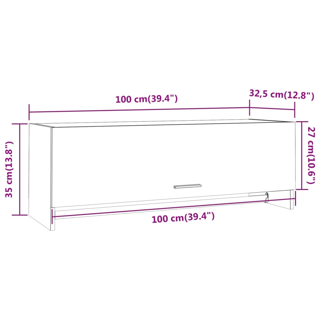 Garde-robe Chêne fumé 100x32,5x35 cm Bois d'ingénierie