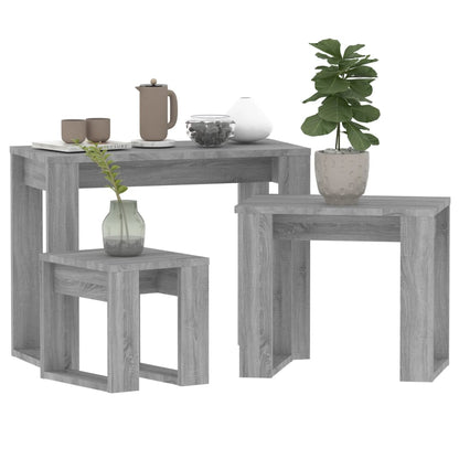 Tables gigognes 3 pcs Sonoma gris Bois d'ingénierie