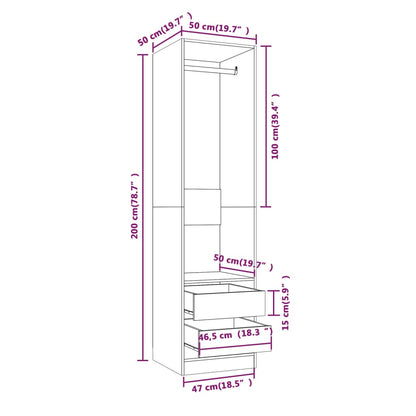 Armoire avec tiroirs Chêne fumé 50x50x200 cm Bois d'ingénierie