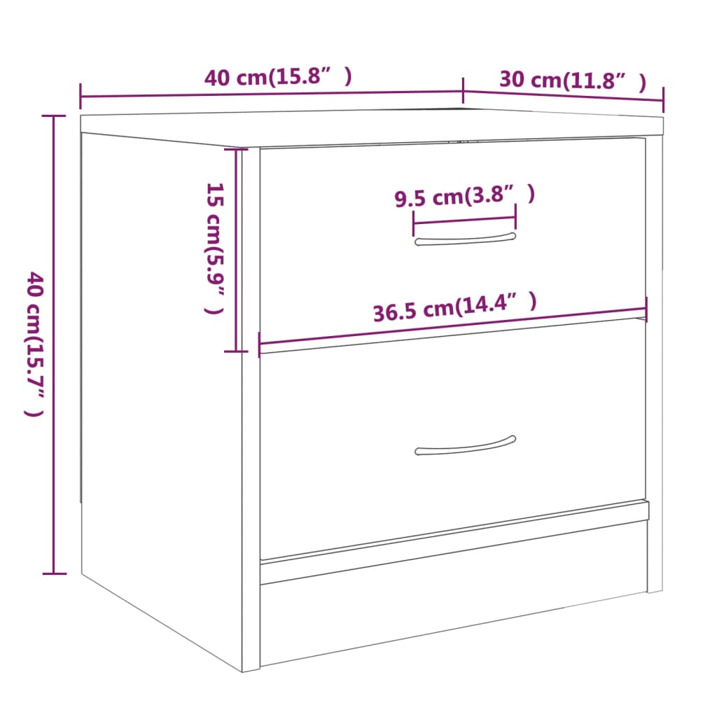 Table de chevet Chêne fumé 40x30x40 cm Bois d'ingénierie