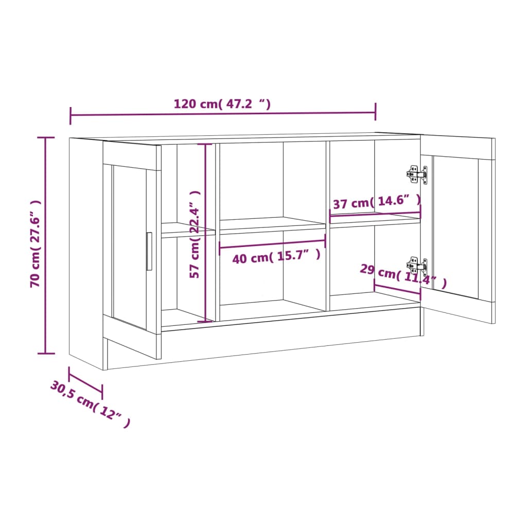 Armoire à vitrine Chêne fumé 120x30,5x70 cm Bois d'ingénierie