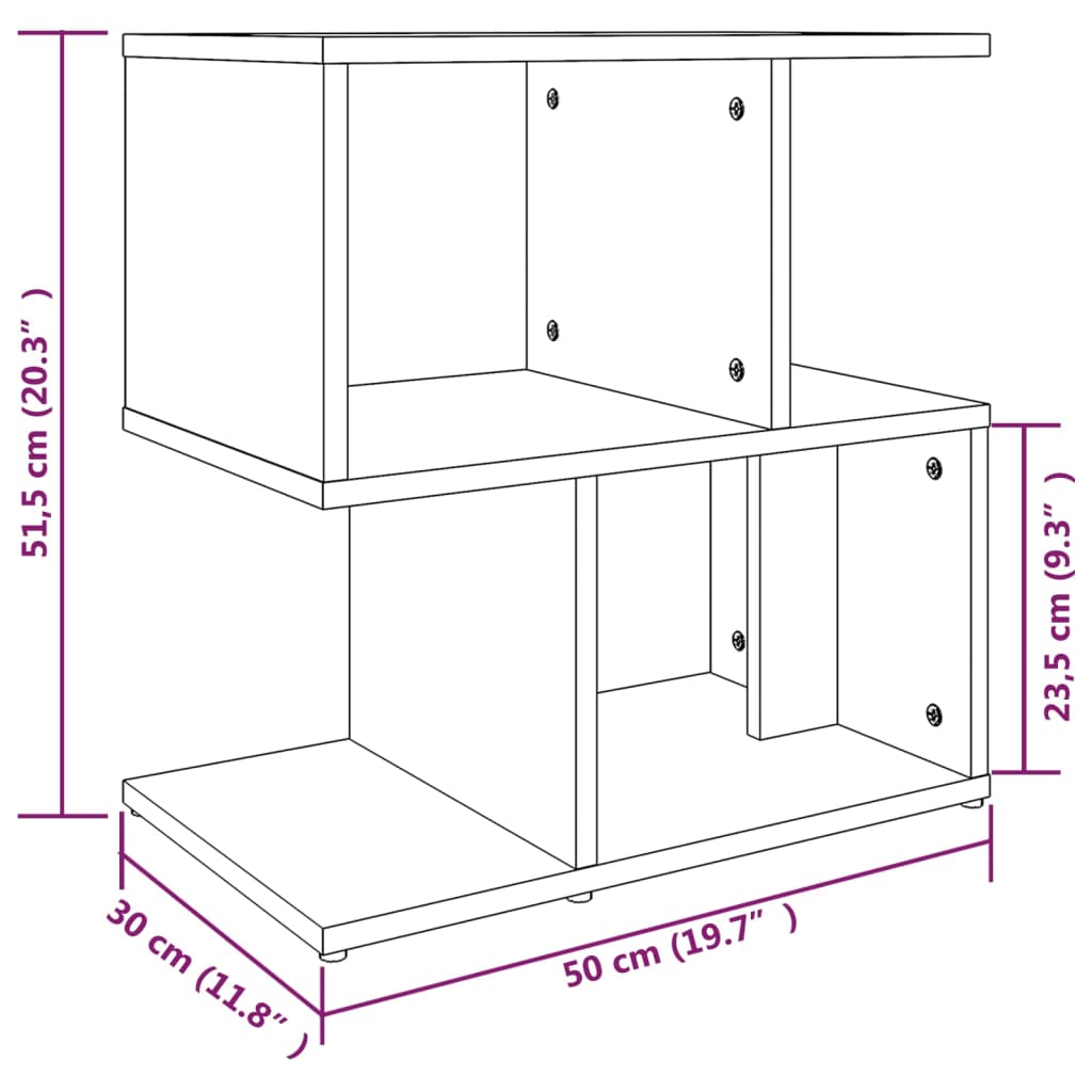 Tables de chevet 2pcs Chêne fumé 50x30x51,5cm Bois d'ingénierie