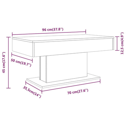 Table basse Sonoma gris 96x50x45 cm Bois d'ingénierie