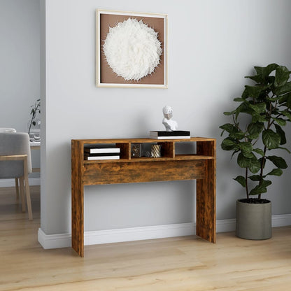 Table console Chêne fumé 105x30x80 cm Bois d'ingénierie