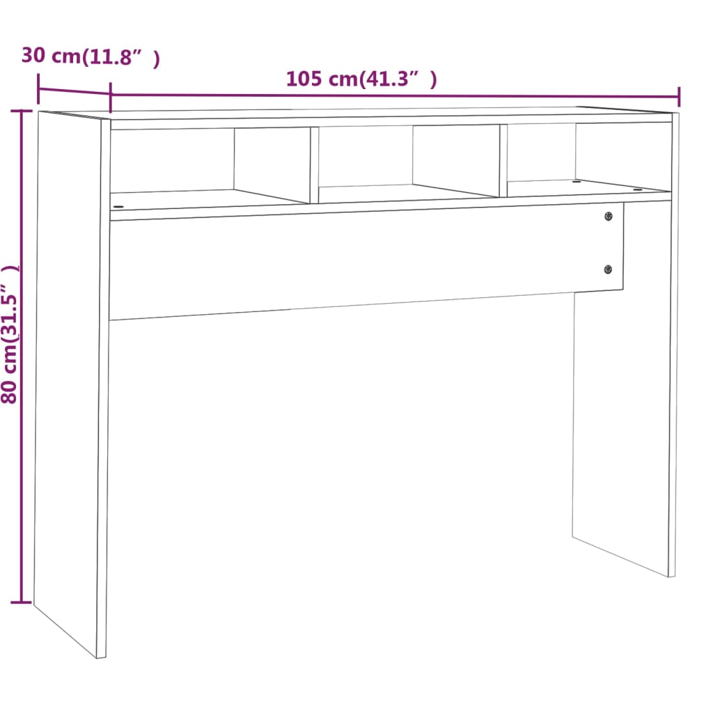 Table console Chêne fumé 105x30x80 cm Bois d'ingénierie