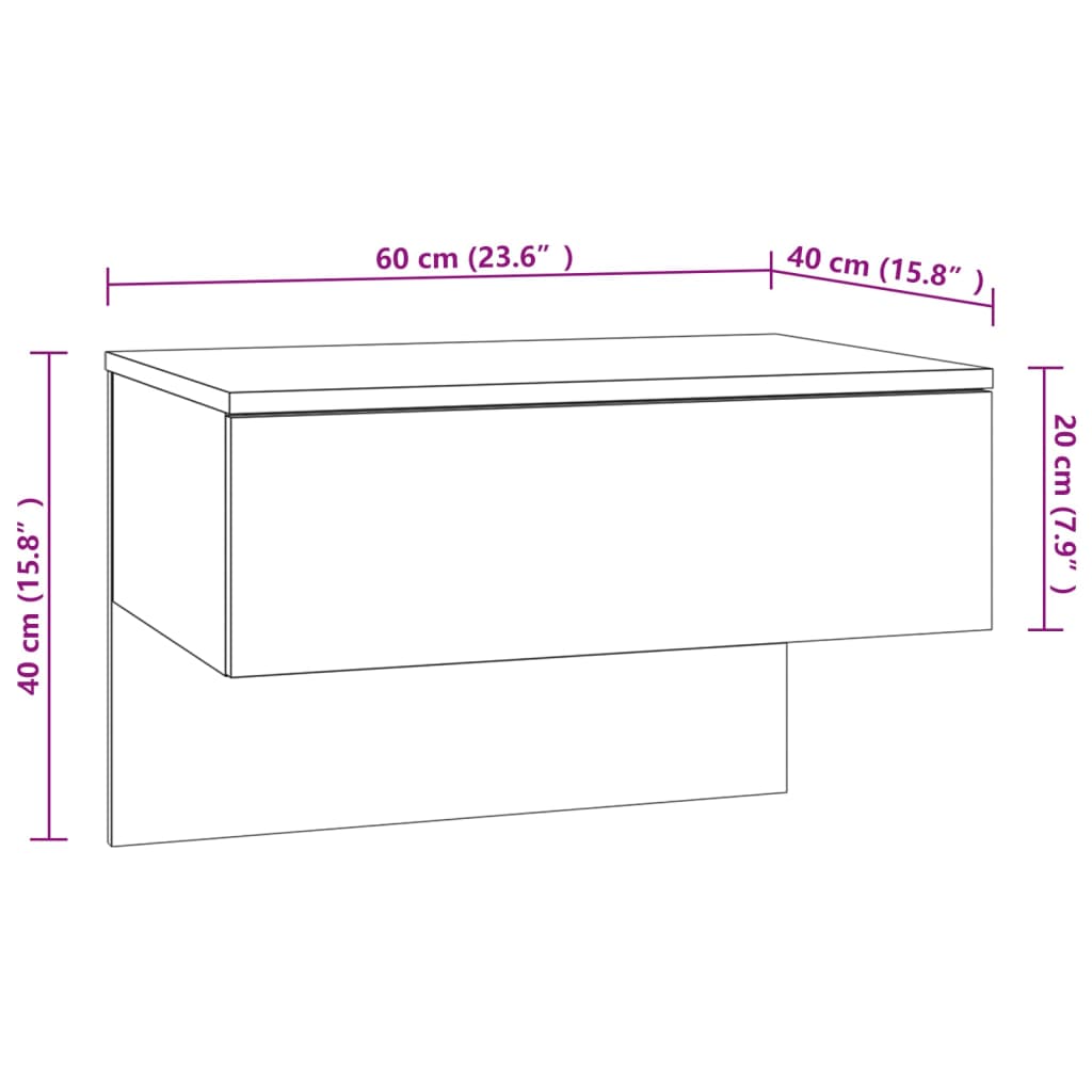 Table de chevet murale Blanc