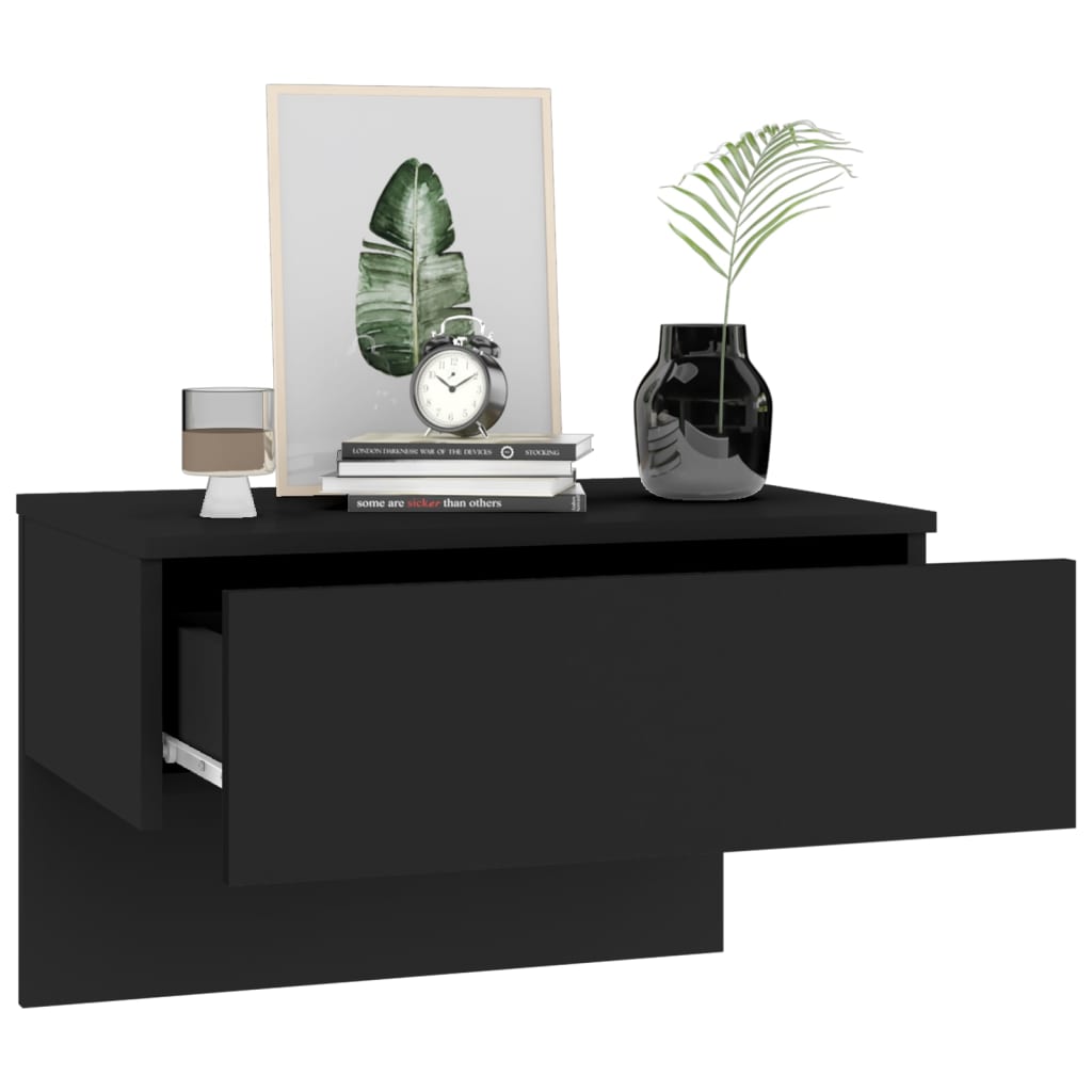 Tables de chevet murales 2 pcs Noir