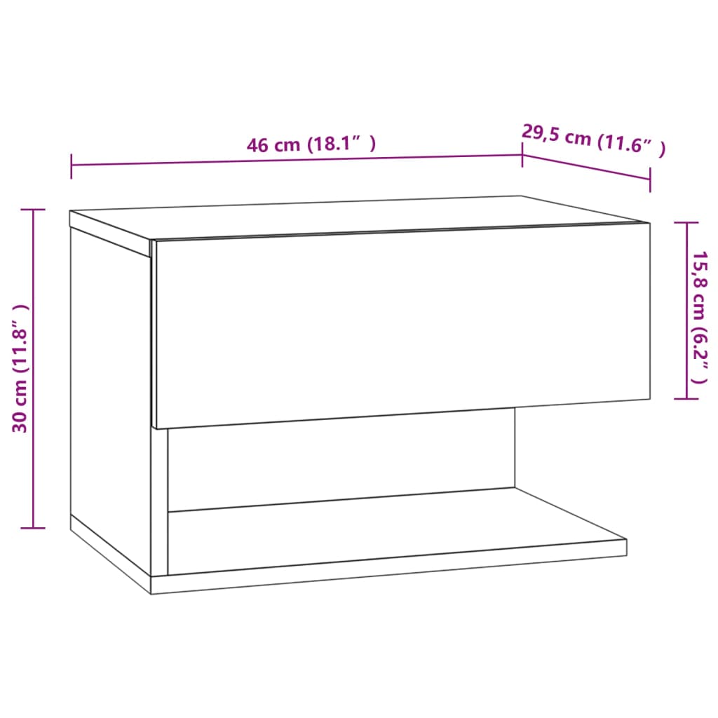 Tables de chevet murales 2 pcs Blanc