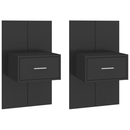 Tables de chevet murales 2 pcs Noir