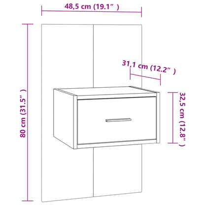 Tables de chevet murales 2 pcs Noir