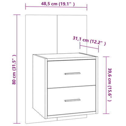 Tables de chevet murales 2 pcs Gris béton