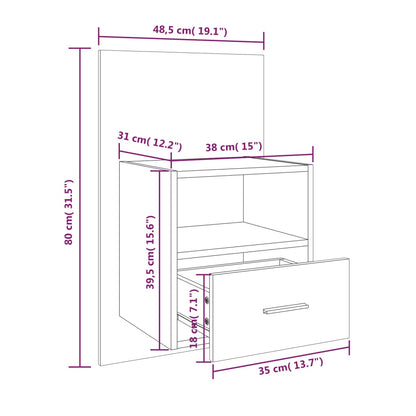 Tables de chevet murales 2 pcs Gris béton