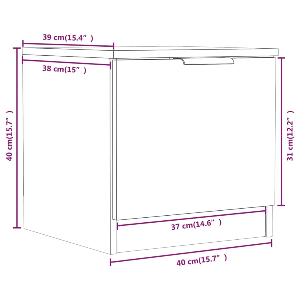 Tables de chevet 2 pcs Chêne sonoma 40x39x40 cm