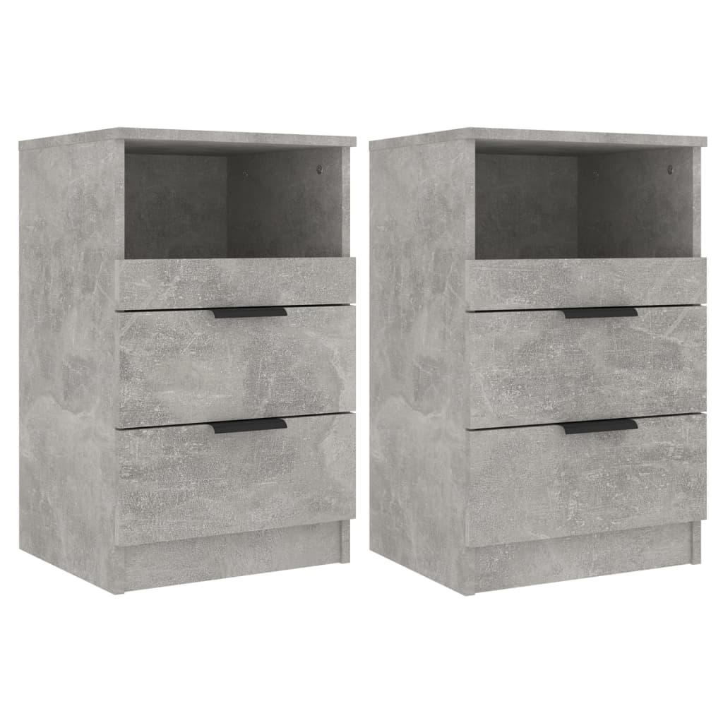 Tables de chevet 2 pcs Gris béton Bois d'ingénierie