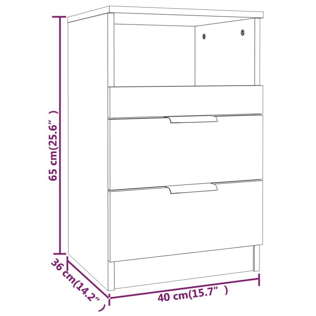 Tables de chevet 2 pcs Gris béton Bois d'ingénierie