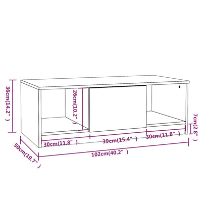 Table basse chêne sonoma 102x50x36 cm bois d'ingénierie