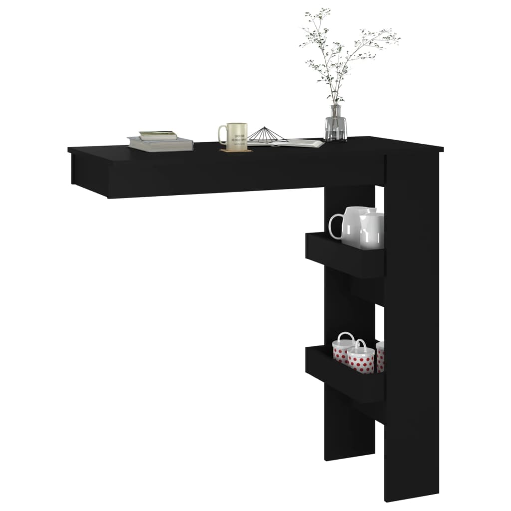 Table de bar murale Noir 102x45x103,5 cm Bois d'ingénierie