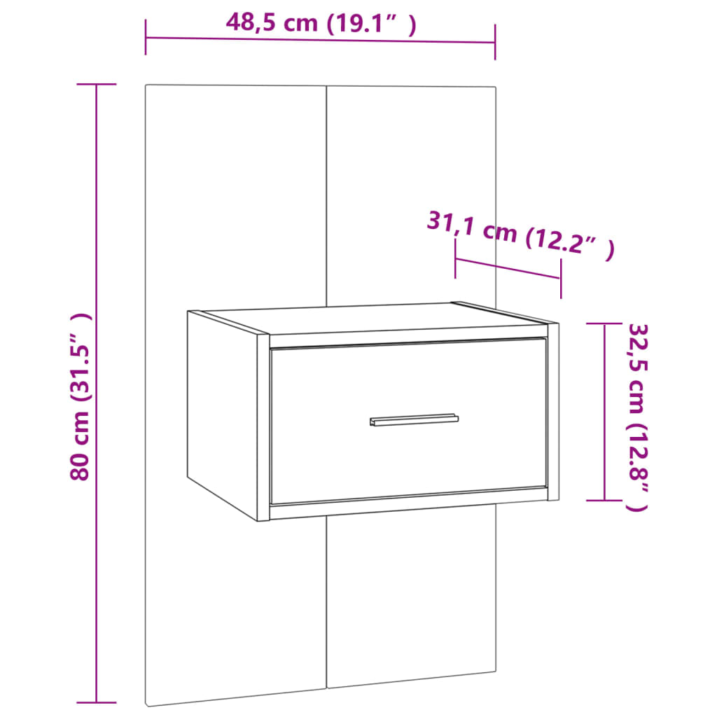 Tables de chevet murales 2 pcs Chêne fumé