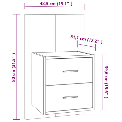 Tables de chevet murales 2 pcs Chêne fumé