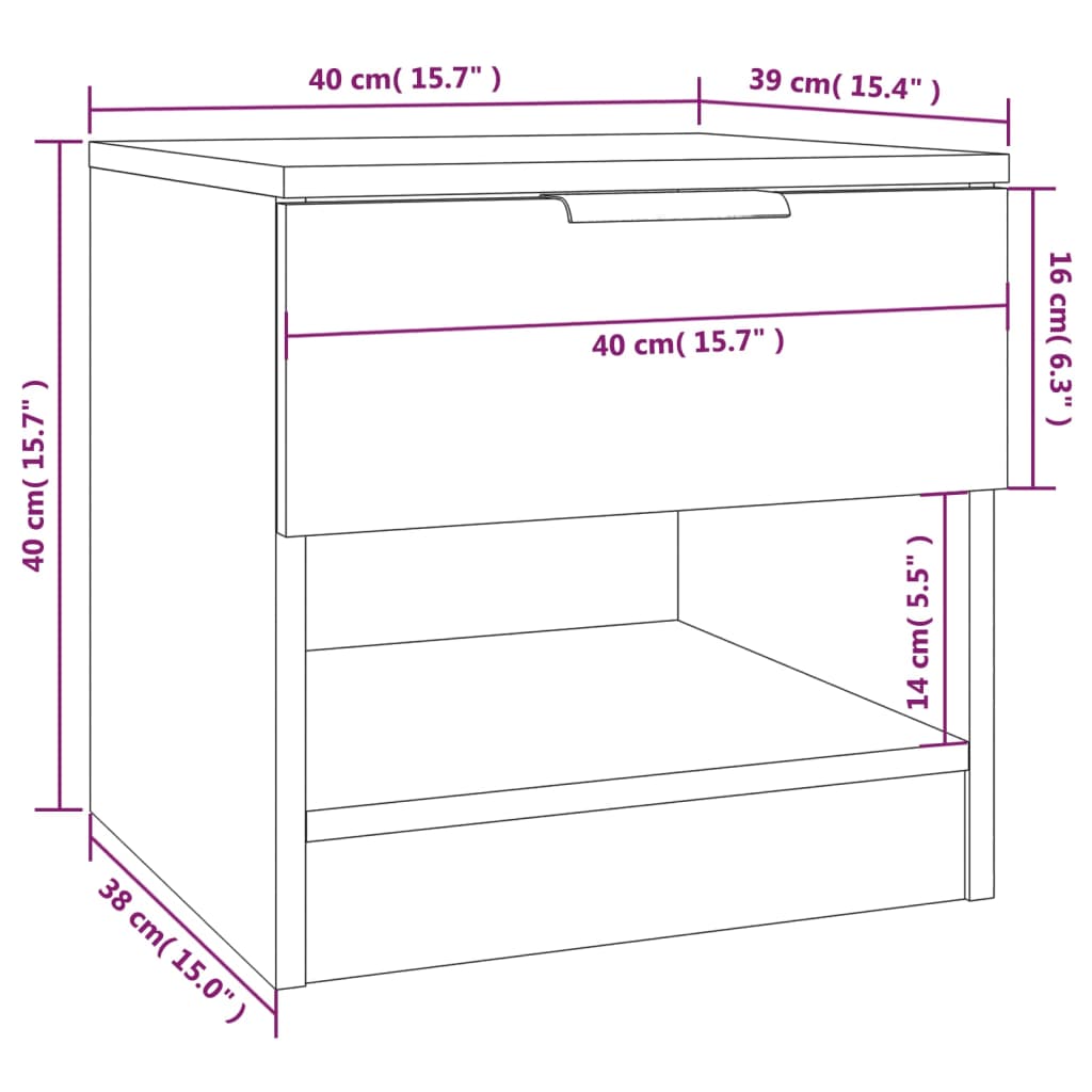 Tables de chevet 2 pcs Sonoma gris Bois d'ingénierie