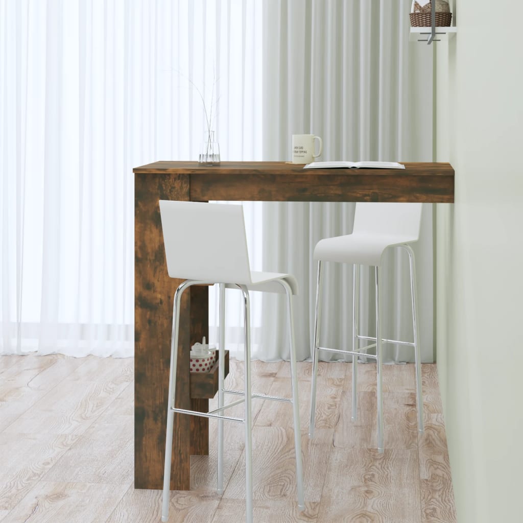 Table de bar murale Chêne fumé 102x45x103,5cm Bois d'ingénierie