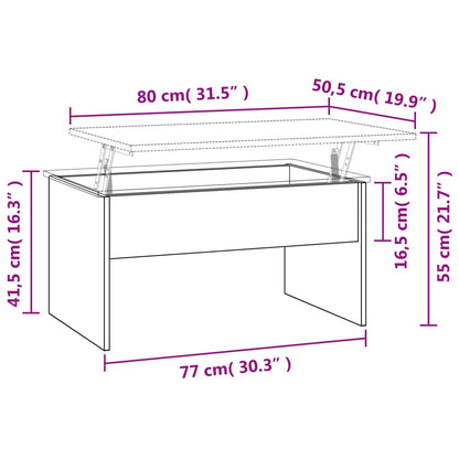 Table basse noir 80x50,5x41,5 cm bois d'ingénierie