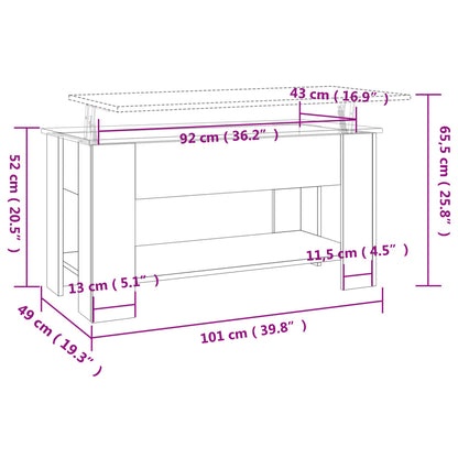 Table basse chêne sonoma 101x49x52 cm bois d'ingénierie