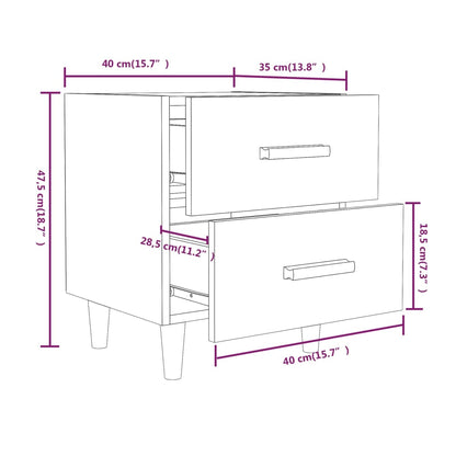 Table de chevet Gris béton 40x35x47,5 cm