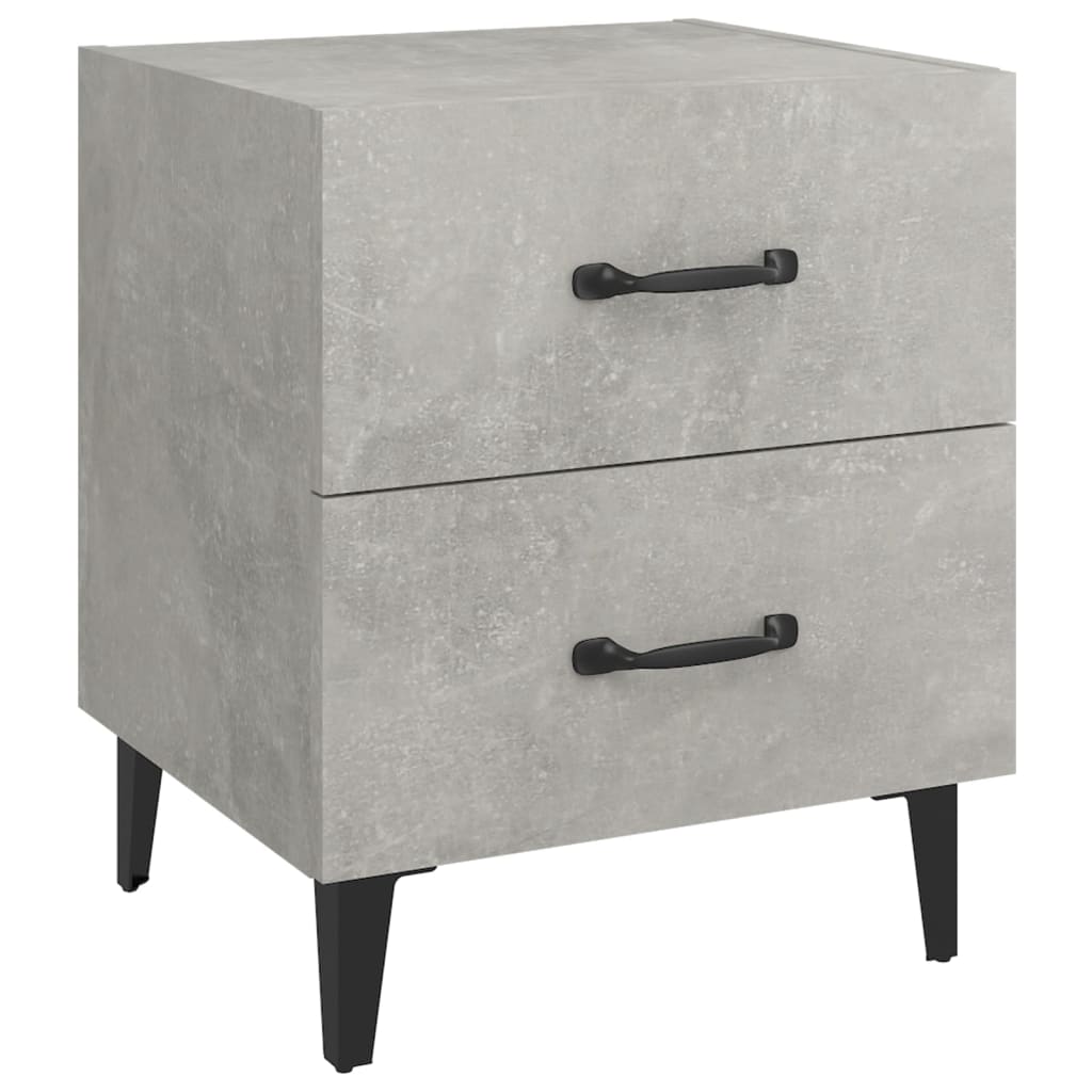 Tables de chevet 2 pcs Gris béton 40x35x47,5 cm