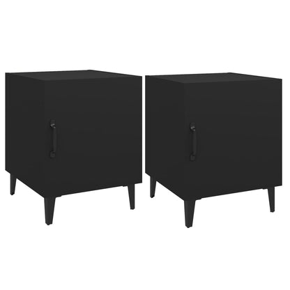 Tables de chevet 2 pcs Noir Bois d'ingénierie