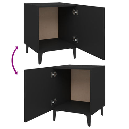 Tables de chevet 2 pcs Noir Bois d'ingénierie