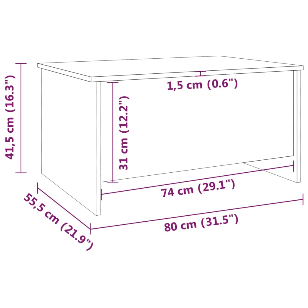 Table basse Chêne fumé 80x55,5x41,5 cm Bois d'ingénierie