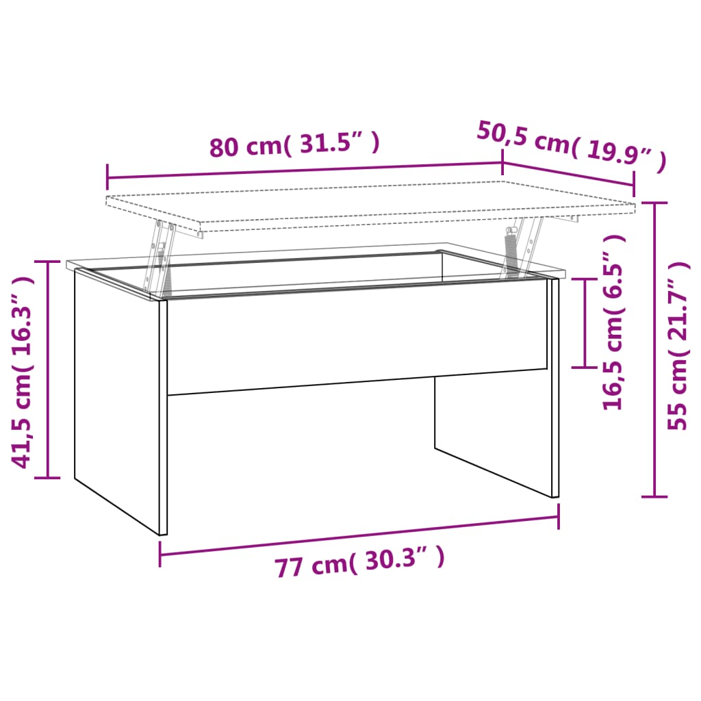 Table basse Chêne marron 80x50,5x41,5 cm Bois d'ingénierie