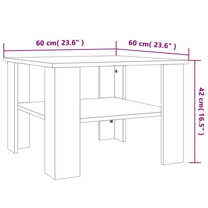 Table basse Chêne fumé 60x60x42 cm Bois d'ingénierie