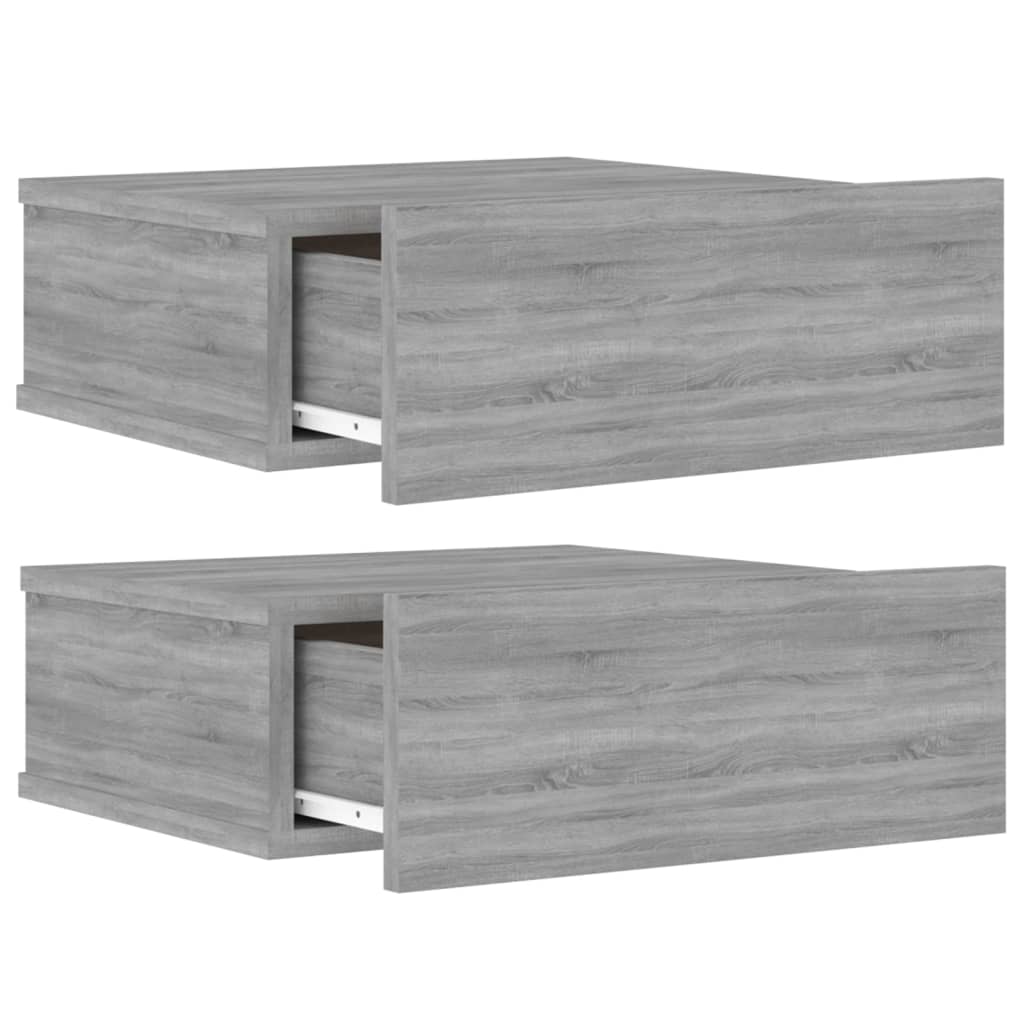 Tables de chevet flottantes 2 pcs Sonoma gris 40x30x15 cm