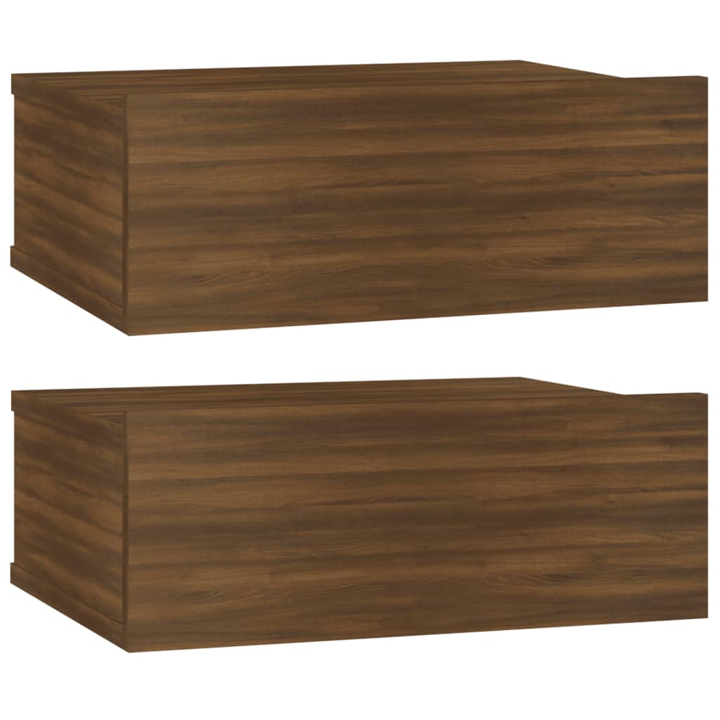 Tables de chevet flottantes 2 pcs Chêne marron 40x30x15 cm